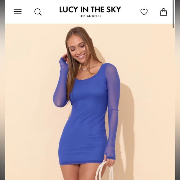 Lucy In the Sky Long Sleeve Bodycon Dress in Blue - Picture 2 of 3